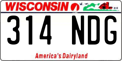 WI license plate 314NDG