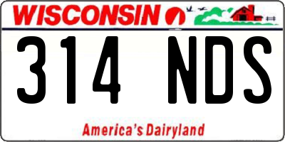 WI license plate 314NDS