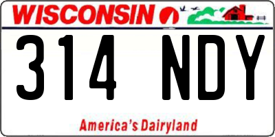 WI license plate 314NDY
