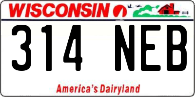 WI license plate 314NEB