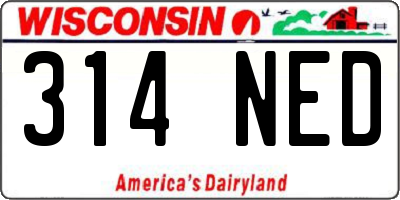 WI license plate 314NED