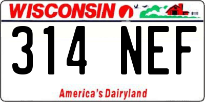 WI license plate 314NEF