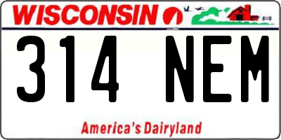 WI license plate 314NEM