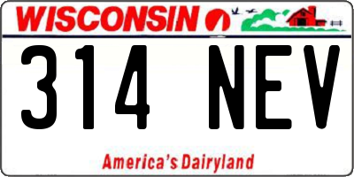 WI license plate 314NEV