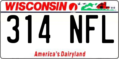 WI license plate 314NFL