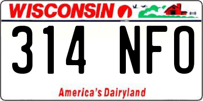 WI license plate 314NFO