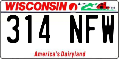WI license plate 314NFW