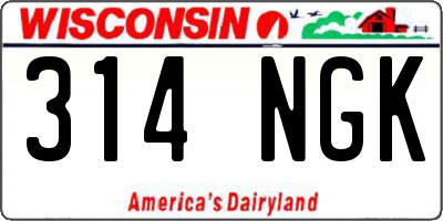 WI license plate 314NGK