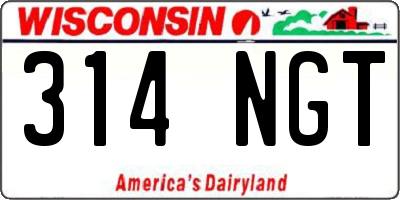 WI license plate 314NGT