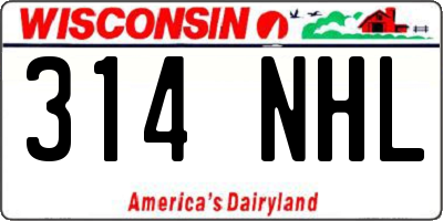 WI license plate 314NHL