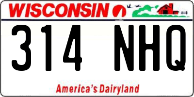 WI license plate 314NHQ