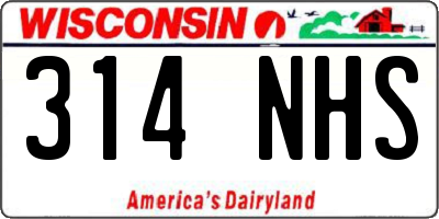 WI license plate 314NHS