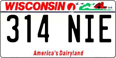 WI license plate 314NIE