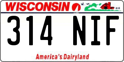 WI license plate 314NIF