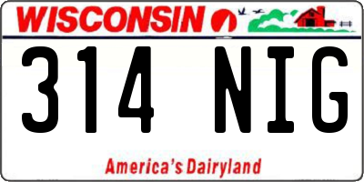 WI license plate 314NIG