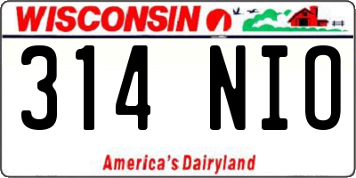 WI license plate 314NIO