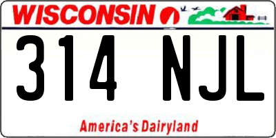 WI license plate 314NJL