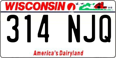 WI license plate 314NJQ