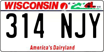 WI license plate 314NJY