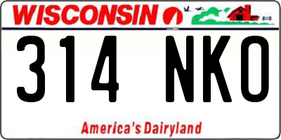 WI license plate 314NKO