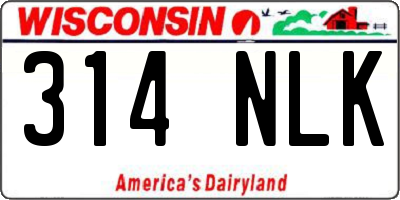 WI license plate 314NLK