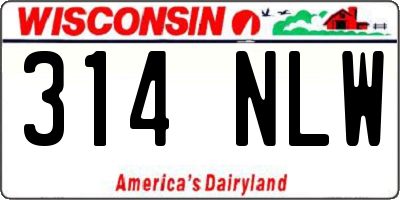 WI license plate 314NLW