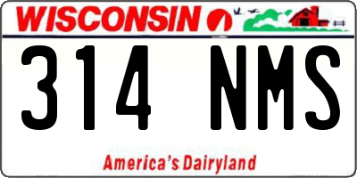 WI license plate 314NMS