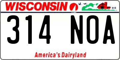 WI license plate 314NOA