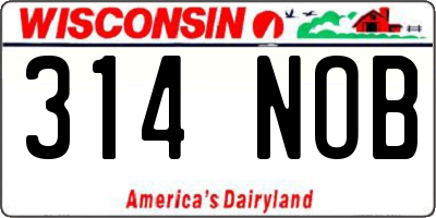 WI license plate 314NOB