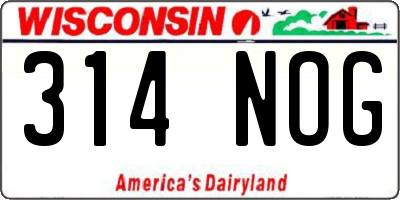 WI license plate 314NOG