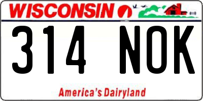 WI license plate 314NOK