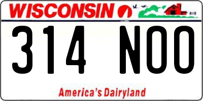 WI license plate 314NOO