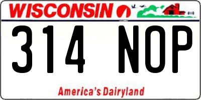 WI license plate 314NOP