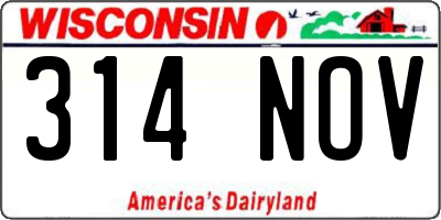 WI license plate 314NOV