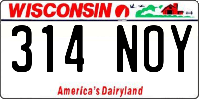 WI license plate 314NOY