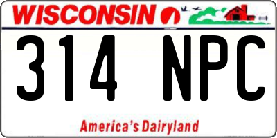 WI license plate 314NPC