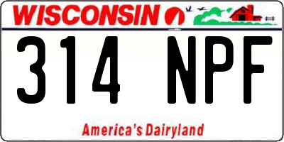 WI license plate 314NPF
