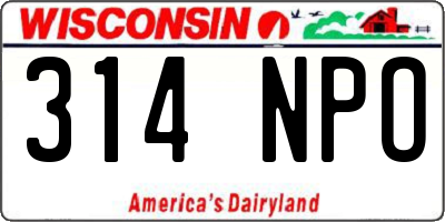 WI license plate 314NPO