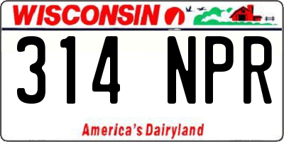 WI license plate 314NPR
