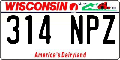 WI license plate 314NPZ