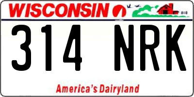 WI license plate 314NRK