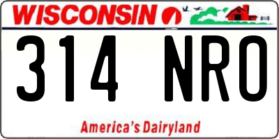 WI license plate 314NRO