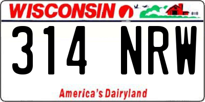 WI license plate 314NRW