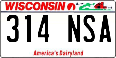 WI license plate 314NSA