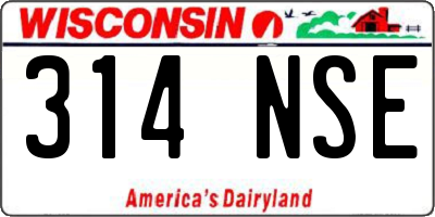 WI license plate 314NSE