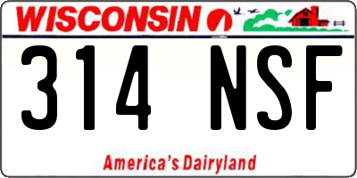 WI license plate 314NSF