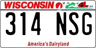 WI license plate 314NSG