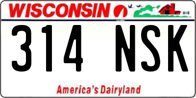 WI license plate 314NSK