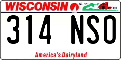 WI license plate 314NSO