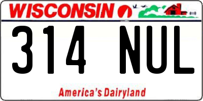 WI license plate 314NUL